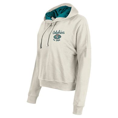 Women's New Era Cream Miami Dolphins 3rd Down Historic Pullover Hoodie