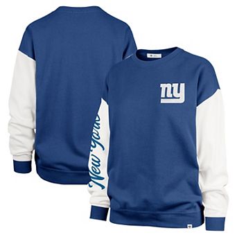 Women's '47 Royal New York Giants Double Header Rise Andie Pullover Sweatshirt