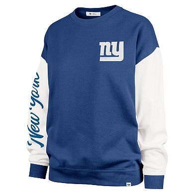 Women's '47 Royal New York Giants Double Header Rise Andie Pullover Sweatshirt