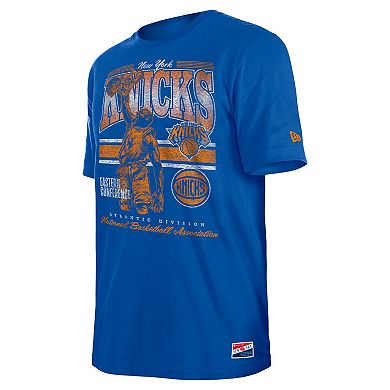 Men's New Era Blue New York Knicks Enzyme Wash Oversized T-Shirt