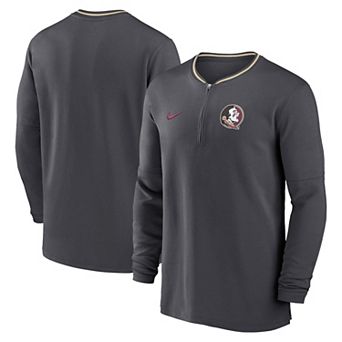 Men's Nike Anthracite Florida State Seminoles 2024 Sideline Coach Performance Half-Zip Long Sleeve Top