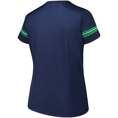 Women's Fanatics Navy Notre Dame Fighting Irish Plus Size Overtime Readiness Lace-Up T-Shirt