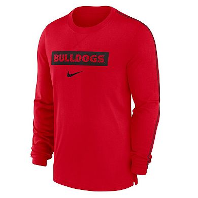 Men's Nike Red Georgia Bulldogs 2024 Sideline Player Tri-Blend Performance Long Sleeve T-Shirt