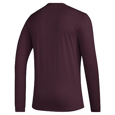 Men's adidas Maroon Mississippi State Bulldogs Primary Locker Logo Pre-Game Long Sleeve T-Shirt