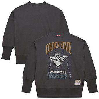 Women's Mitchell & Ness Black Golden State Warriors Hardwood Classics Lightweight Pullover Sweatshirt