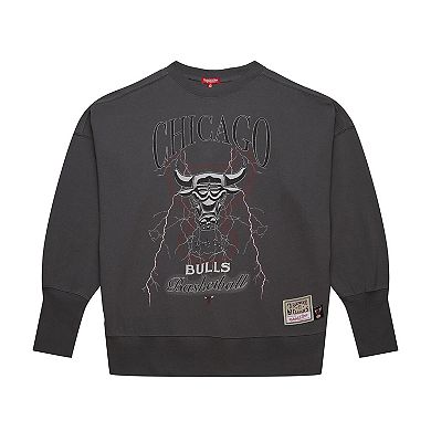Women's Mitchell & Ness Black Chicago Bulls Hardwood Classics Lightweight Pullover Sweatshirt