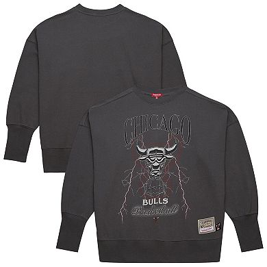 Women's Mitchell & Ness Black Chicago Bulls Hardwood Classics Lightweight Pullover Sweatshirt