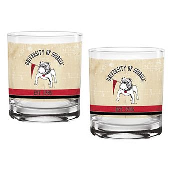 Georgia Bulldogs Two-Pack 14oz. Tan Vintage Glass Set
