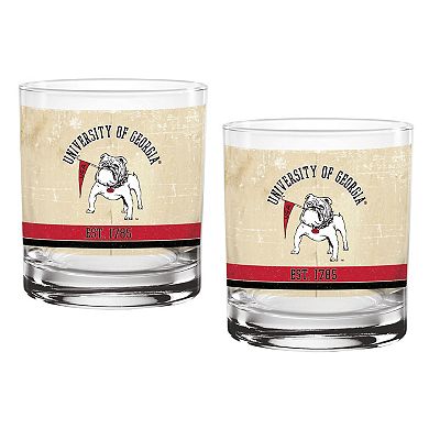 Georgia Bulldogs Two-Pack 14oz. Tan Vintage Glass Set