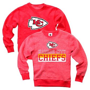 Youth Wes & Willy Red Kansas City Chiefs Reversible Fleece Pullover Sweatshirt
