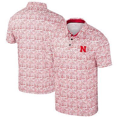 Men's Colosseum Scarlet/White Nebraska Huskers Big & Tall Allover Polo