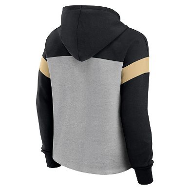 Women's Fanatics Heather Gray/Black New Orleans Saints Bold Play Call Pullover Hoodie