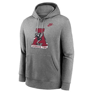 Men's Nike Heather Gray Alabama Crimson Tide Legacy Logo Club Fleece Pullover Hoodie