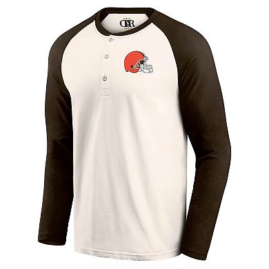 Men's Darius Rucker Collection by Fanatics Cream/Brown Cleveland Browns Raglan Henley T-Shirt