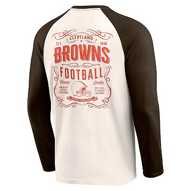 Men's Darius Rucker Collection by Fanatics Cream/Brown Cleveland Browns Raglan Henley T-Shirt