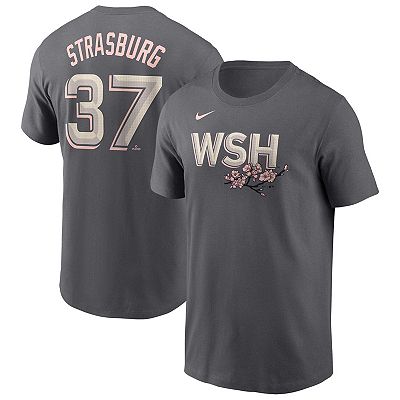 Men s Nike Stephen Strasburg Charcoal Washington Nationals City Connect Fuse Name Number T Shirt