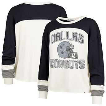 Women's Profile Cream/Navy Dallas Cowboys Double Header Curve Toni Long Sleeve T-Shirt