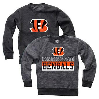 Youth Wes & Willy Black Cincinnati Bengals Reversible Fleece Pullover Sweatshirt