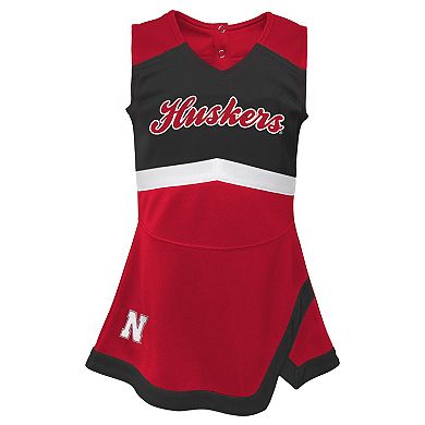 Girls Preschool Scarlet Nebraska Huskers Two-Piece Cheer Captain Jumper Dress & Bloomers Set