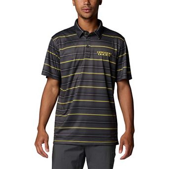 Men's Columbia Black Oregon Ducks PFG Super Terminal Tackle�� Omni-Shade�� Stripe Polo