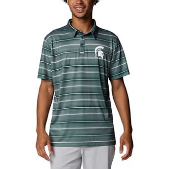 Men's Columbia Green Michigan State Spartans PFG Super Terminal Tackle�� Omni-Shade�� Stripe Polo