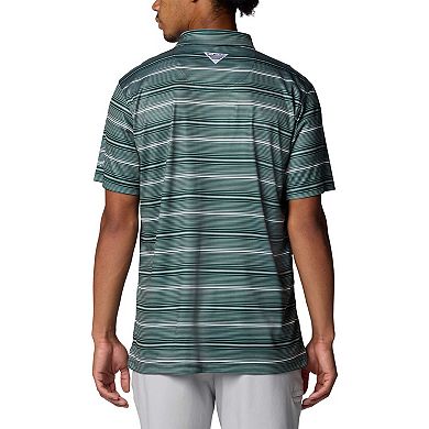 Men's Columbia Green Michigan State Spartans PFG Super Terminal Tackle Omni-Shade Stripe Polo