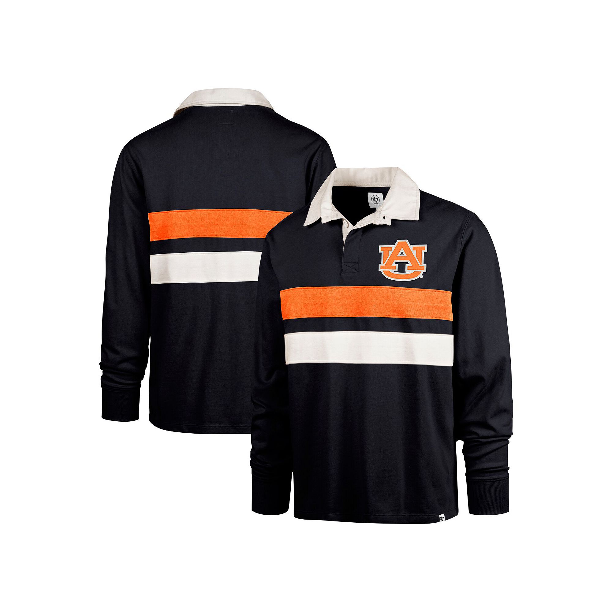 Mens 47 Navy Auburn Tigers Clubhouse Knox Thames Long Sleeve Rugby Polo, 