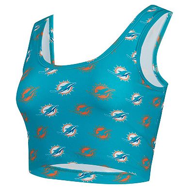 Women's Concepts Sport Aqua Miami Dolphins Record Allover Print Bralette