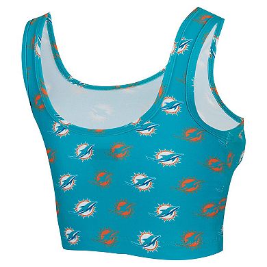 Women's Concepts Sport Aqua Miami Dolphins Record Allover Print Bralette