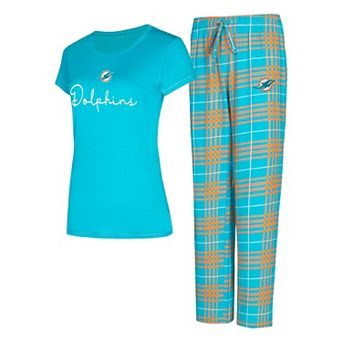 Women's Concepts Sport Miami Dolphins Vector T-Shirt & Flannel Pants Sleep Set