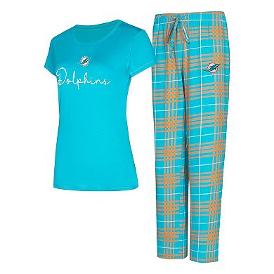 Women's Concepts Sport Miami Dolphins Vector T-Shirt & Flannel Pants Sleep Set