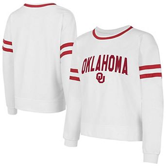 Women's Concepts Sport White Oklahoma Sooners Borough French Terry Arch Over Long Sleeve T-Shirt
