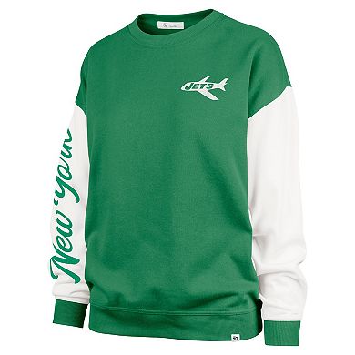 Women's '47 Green New York Jets Double Header Rise Andie Pullover Sweatshirt
