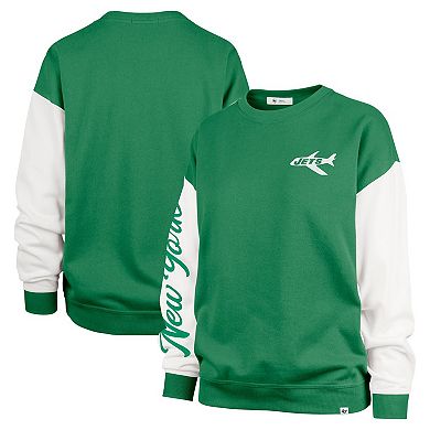 Women's '47 Green New York Jets Double Header Rise Andie Pullover Sweatshirt