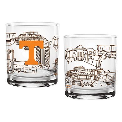 Tennessee Volunteers Two-Pack 14oz. Campus Line Art Glass