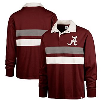 Men's '47 Crimson Alabama Crimson Tide Clubhouse Knox Thames Long Sleeve Rugby Polo