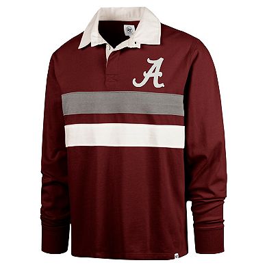 Men's '47 Crimson Alabama Crimson Tide Clubhouse Knox Thames Long Sleeve Rugby Polo