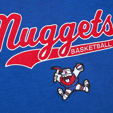 Men's Mitchell & Ness Royal Denver Nuggets Hardwood Classics Felt Applique Slub T-Shirt