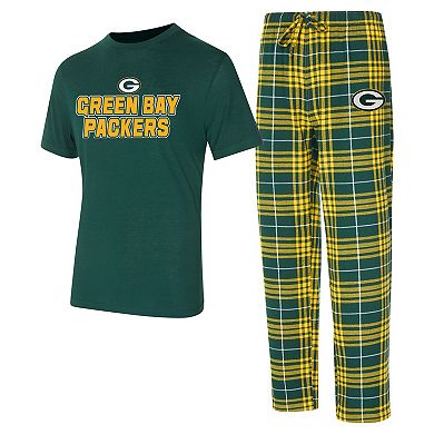 Men's Concepts Sport Green/Gold Green Bay Packers Vector T-Shirt & Flannel Pants Sleep Set