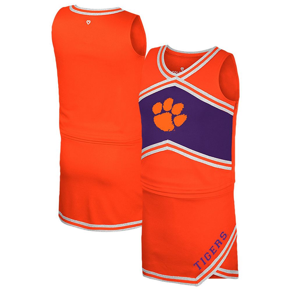 Vive la Fete Girls White Knit Angel Sleeve Top - Orange Clemson Tiger Paw main image 0