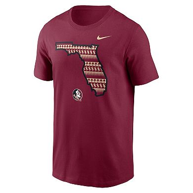 Men's Nike Garnet Florida State Seminoles Campus State Shape T-Shirt