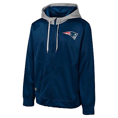 Men's Navy New England Patriots Replay Fashion Graphic Full-Zip Hoodie Jacket