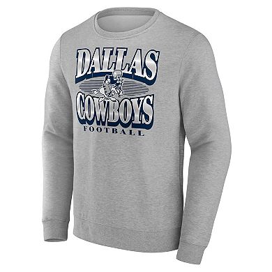 Men's Fanatics Heather Charcoal Dallas Cowboys Chance Throwback Fleece Pullover Sweatshirt