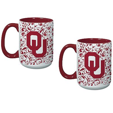 Oklahoma Sooners Two-Pack Floral Mug Set