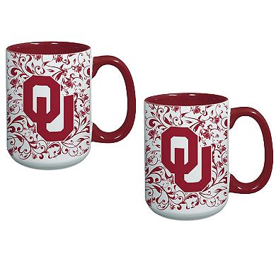 Oklahoma Sooners Two-Pack Floral Mug Set