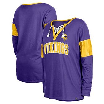 Women's New Era Purple Minnesota Vikings Lace-Up Notch-Neck Long Sleeve T-Shirt