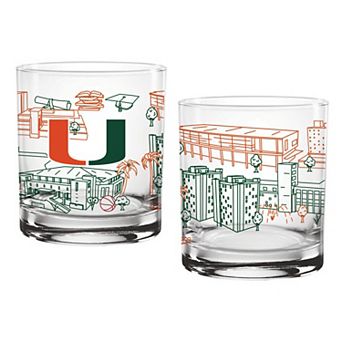 Miami Hurricanes Two-Pack 14oz. Campus Line Art Glass