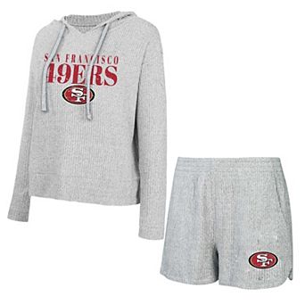 Women's Concepts Sport Gray San Francisco 49ers Juniper Long Sleeve Hoodie T-Shirt & Shorts Set
