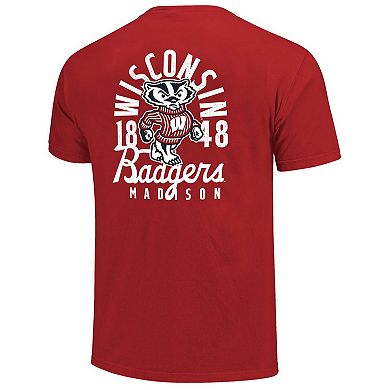 Men's Red Wisconsin Badgers Comfort Colors Mascot Overlay T-Shirt