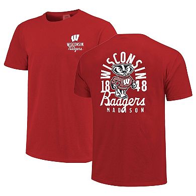 Men's Red Wisconsin Badgers Comfort Colors Mascot Overlay T-Shirt